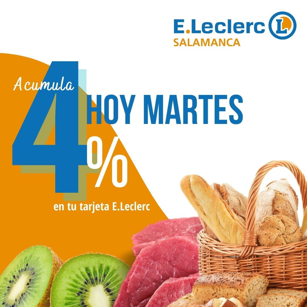 ¡Vente a hacer tu compra 🛒 hoy martes y acumula el 4% del total de tu compra en tu tarjeta E.Leclerc! ¡Te esperamos! 👋🏻😉 #promociones #ofertas #promo #promocioneleclerc