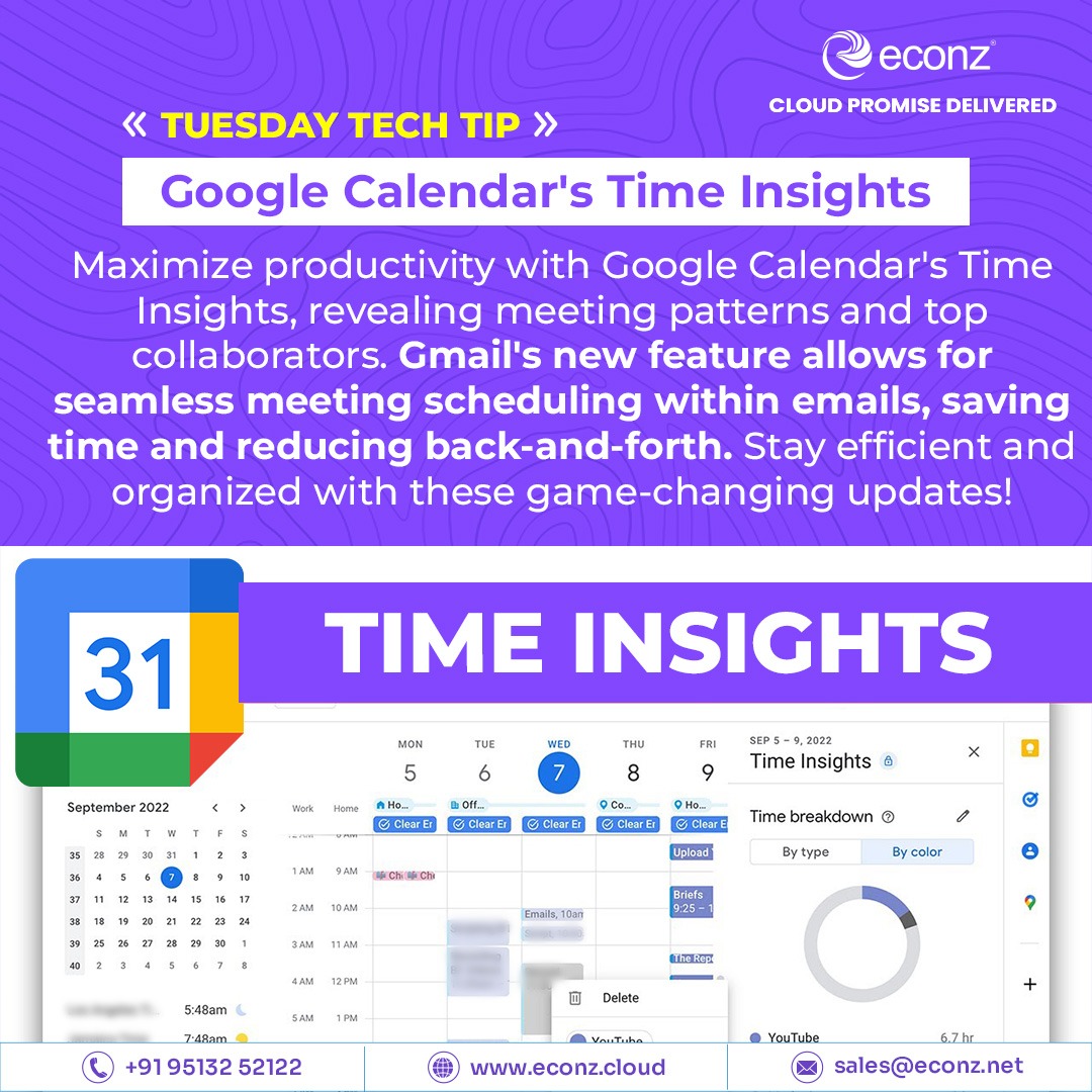 Discover the secret to efficiency with Google Calendar's Time Insights! Understand your meeting habits and top collaborators to optimize your schedule.

#econz #econzit #GoogleCalendar #Gmail #GmailUpdates #TimeInsights #Productivity