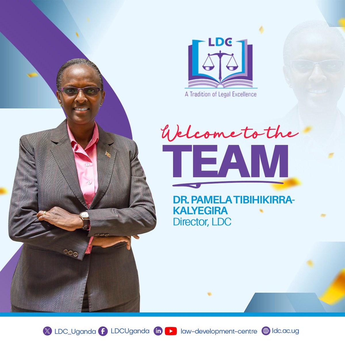 Join us in extending a warm welcome to Newly Appointed @DirectorLDC Dr. Pamela Tibihikirra-Kalyegira as newest addition to the LDC family! With her wealth of experience & expertise, we're excited to embark on this journey together towards greater heights of legal education. 🌟