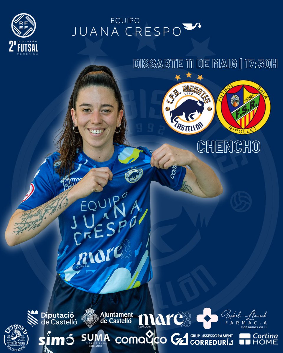 ⚔️ 𝗣𝗟𝗔𝗬 𝗢𝗙𝗙 𝗘𝗡 𝗝𝗨𝗘𝗚𝗢 ⚔️

¿A quién vemos este sábado en Chencho? 👀

📆 Sábado 11
🏟️ Chencho
⏰ 17:30h
🆚 @FsRipollet 

@DipuEsport
💙🦬
#VamosBisontes #Castelló #PlayasdeCastellon #CSEscenarioDeportivo #Futsalfemenino #Chencho #Futsal #RFEF #FFCV #Bisontas♀️