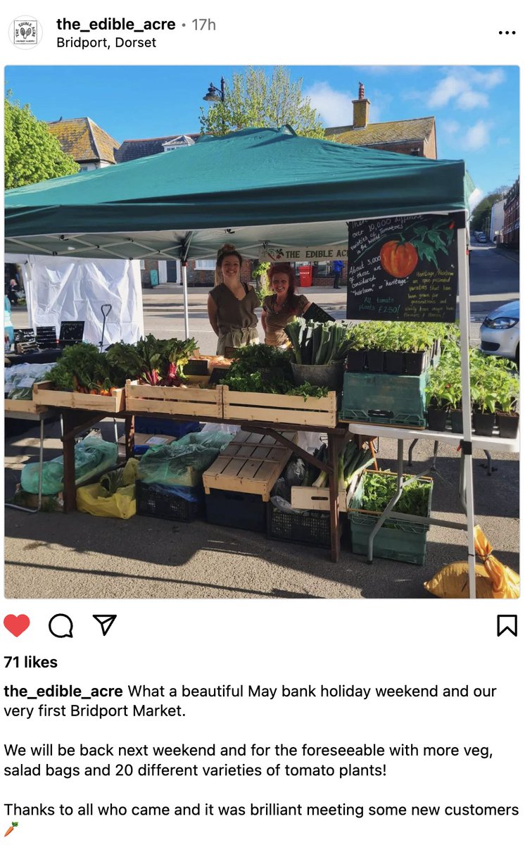 Lovely to see @SWEFSupport grant recipient @the_edible_acre at Bridport Market this weekend. It's the support of our donors that allows us to give young businesses like this the helping hand they need. Find out more about the grants here: 👇 buff.ly/4aGD94U