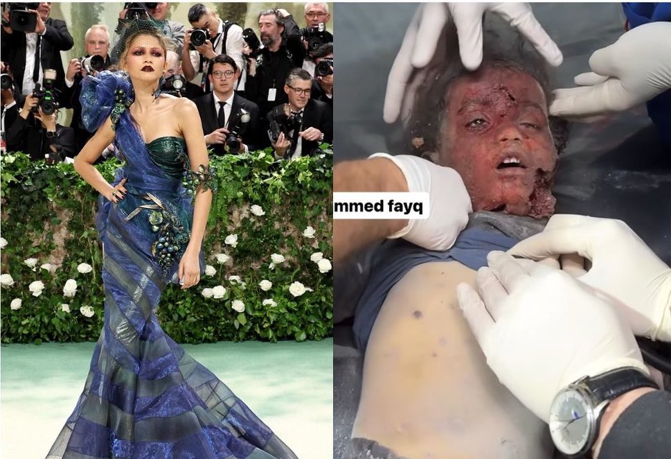 Real life 2024 Hunger Games. Left: the Capital - Met Gala Right: District 13 Rafah,Gaza.