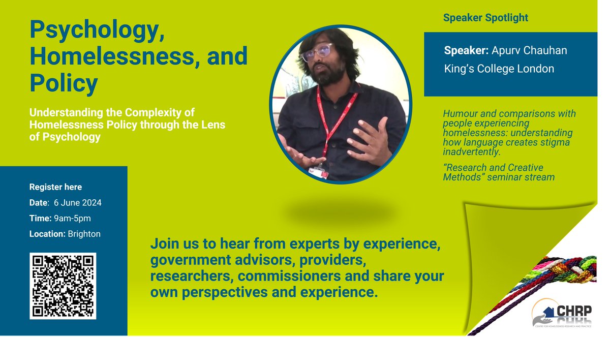 **4 weeks to go** Sign up via Eventbrite. Language, stigma & homelessness. Humour and everyday conversations perpetuating stigma. Join the conversation. eventbrite.co.uk/e/psychology-h… #homelessness #language #stigma @CHRPHomeless @SotonPsych @nick_maguire5 @JenTarabay @KingsCollegeLon