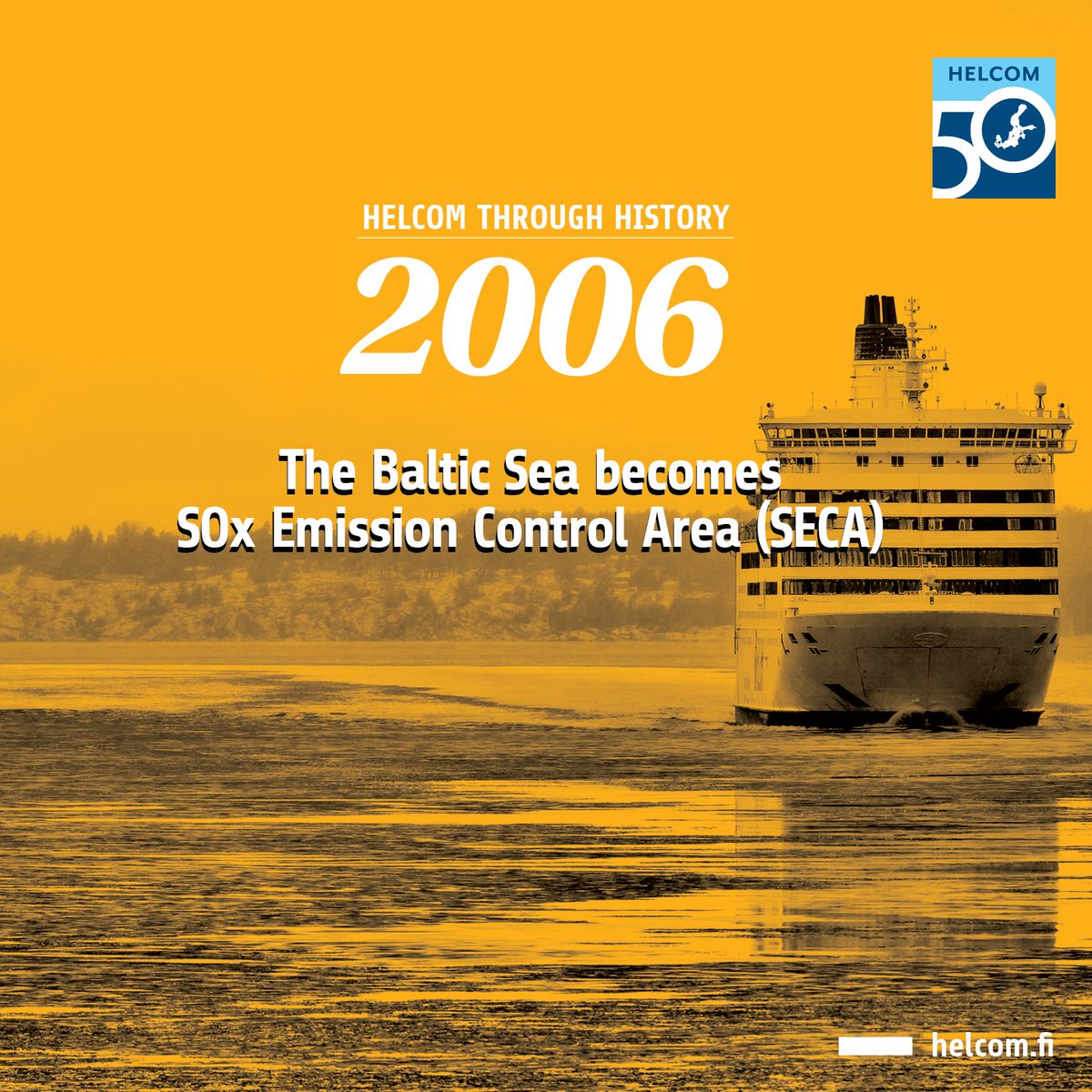 🕰️It’s HELCOM Through History time! 🕰️ Shipping exhaust gas emissions are key pollution sources in the Baltic Sea. The Baltic Sea SOx Emission Control Area aims to reduce sulphur oxides emissions, marking a crucial step in environmental regulations. #HELCOMThroughHistory