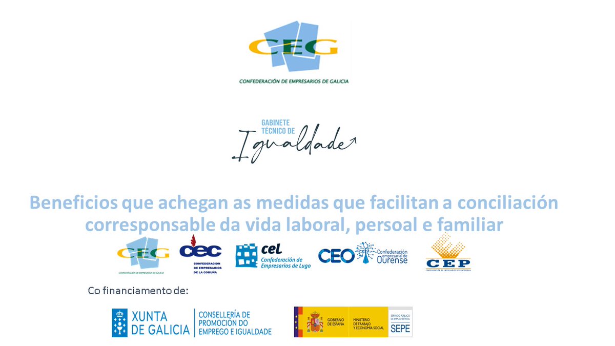 Dende o Gabinete Técnico de Igualdade escribimos, de forma recorrente, sobre conciliación corresponsable. Le todo aquí! 👇 ceg.es/gl/publicacion… Gabinete #Igualdade #CEG 📬 igualdade@ceg.es @EmpresariosLugo @CEC_Coruna @CEO_Ourense @CEP_Pontevedra @Xunta @empleogob