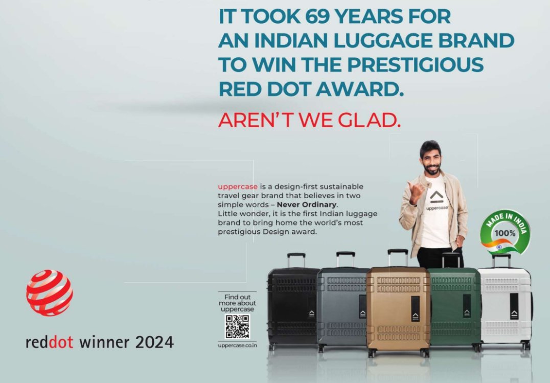 Print Ad of 'uppercase',  luggage brand, highlighting #MakeInIndia