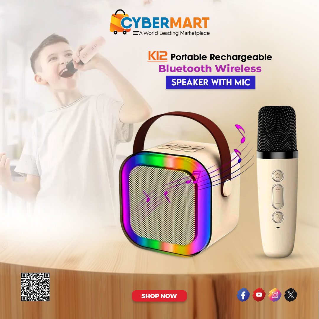 Buy a K12 Portable rechargeable Bluetooth wireless speaker with a mic, exclusively available on CybermartPK. Scan the QR code to order now!

Shop now: cybermart.pk/K12-Portable-R…

#OnlineShopping #Ecommerce #TechGadgets #BluetoothSpeakers #PortableSpeakers #CybermartPK