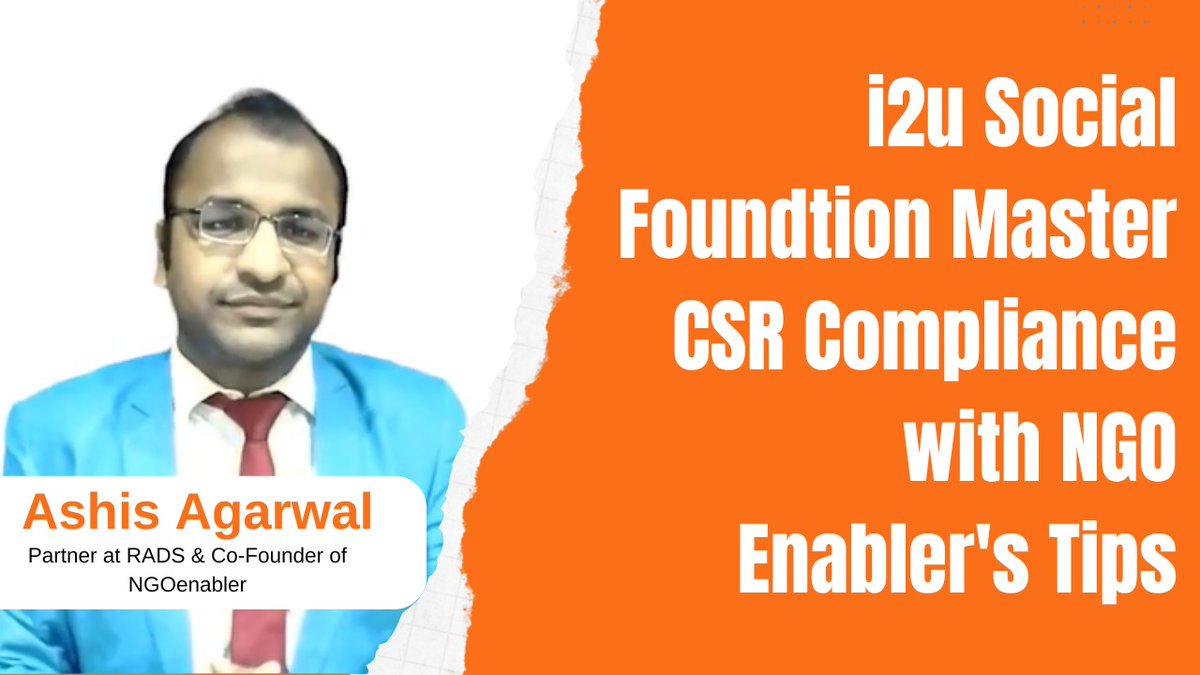 Join #Finance & #Taxation expert Ashis Agarwal in our webinar on 'Compliance and Financial Management for Non-profits'. Learn about crucial documents under #CBDT 10(23C)/12A regulations. Optimize your #CSR initiatives. Watch here:
youtube.com/watch?v=00_2NI…

#csrdocuments #taxation