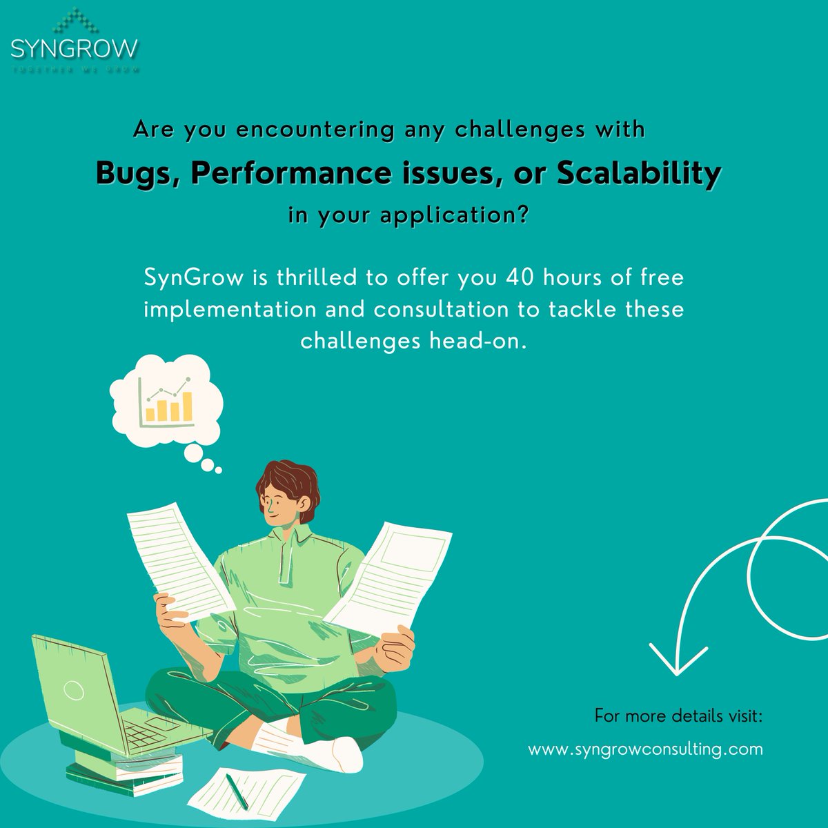 Is your application grappling with bugs, performance issues, or scalability concerns?

Contact us: +1(717) - 831 - 8967
Email us:contact@syngrowconsulting.com
Visit us: syngrowconsulting.com

#CloudComputing #Azure #AWS
#ProductEngineering #React #Angular
#NodeJS #Python #Java