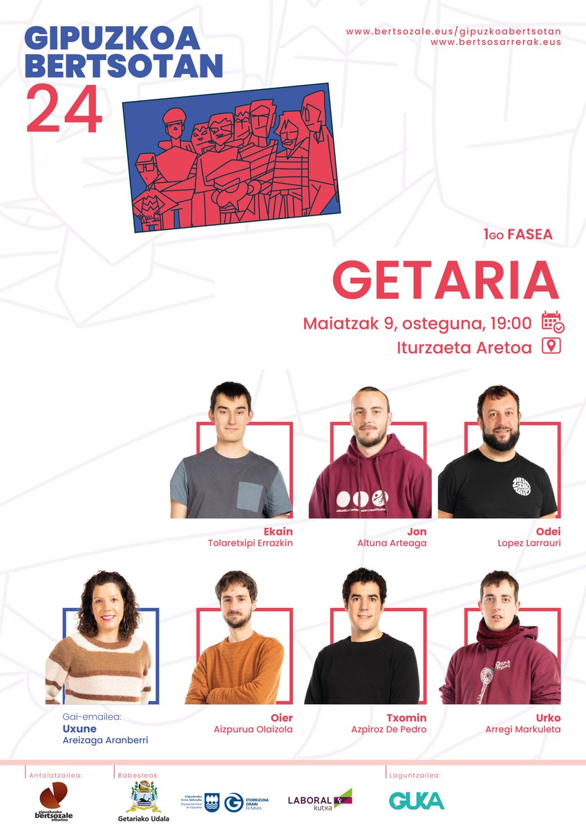 #GipuzkoaBertsotan| Asteon beste lau saio jokatuko dira sailkapen fasean: Idiazabal eta Getaria ostegunean, eta Mutriku eta Anoeta ostiralean. Informazio guztia estekan duzue👇

bertsozale.eus/eu/gipuzkoa/gi…

#bertsolaritza #kultura