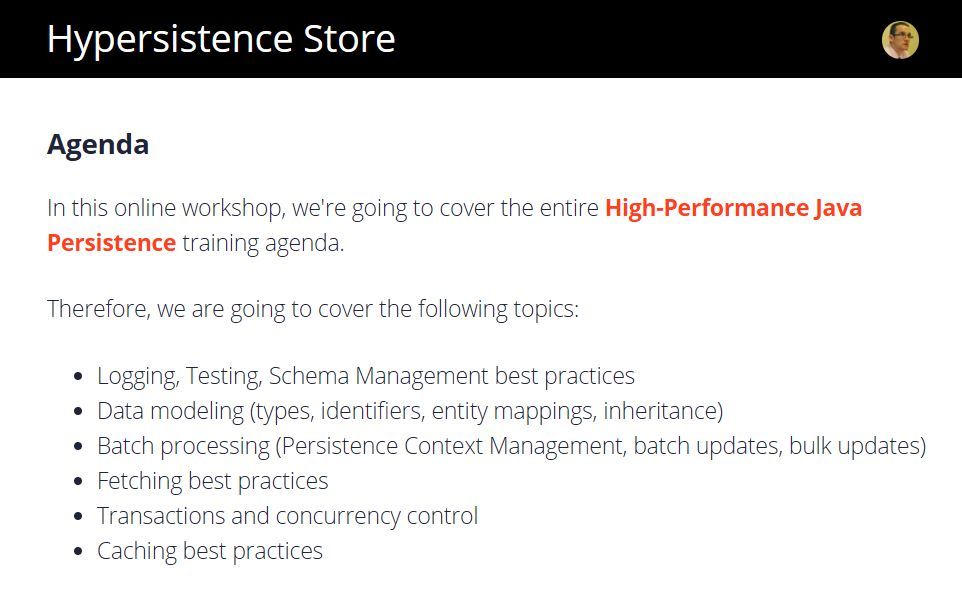 ⏰ Only 2️⃣ weeks left to join my next High-Performance Java Persistence training.

💡 If you want to get the best out of Spring Data JPA, JDBC, Hibernate, or relational database systems, then you are going to love this training.

hypersistence.teachable.com/p/high-perform…