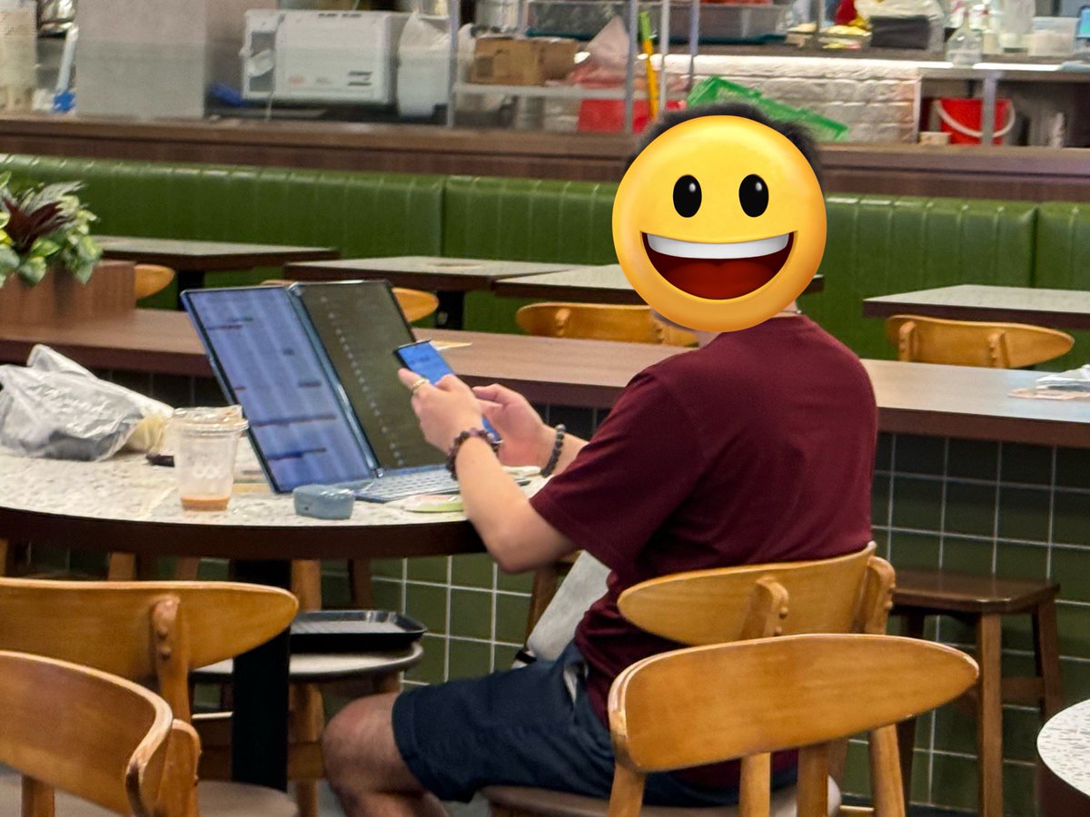 Dual screen notebook spotted in the wild. Lenovo YogaBook 9i, I think