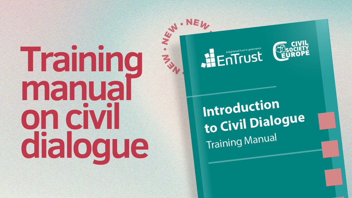 📢 We're excited to launch the 'Introduction to Civil Dialogue' training manual! This hands-on @EnTrust_Project manual provides trainers with exercises to foster a culture of #CivilDialogue in EU public officials 🇪🇺 📌 Download it here 👉 bit.ly/3wsJv91