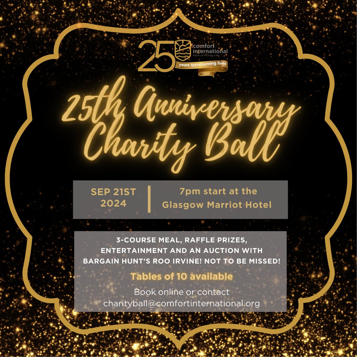 We are so excited that ticket sales are now live for our Comfort International 25th anniversary ball on the 21st of September 2024! Buy your table of ten or put down a deposit at ticketing.events/app/portal/1/1…

#comfortinternational #alittlecanchangealife #charityball #wearecomfort