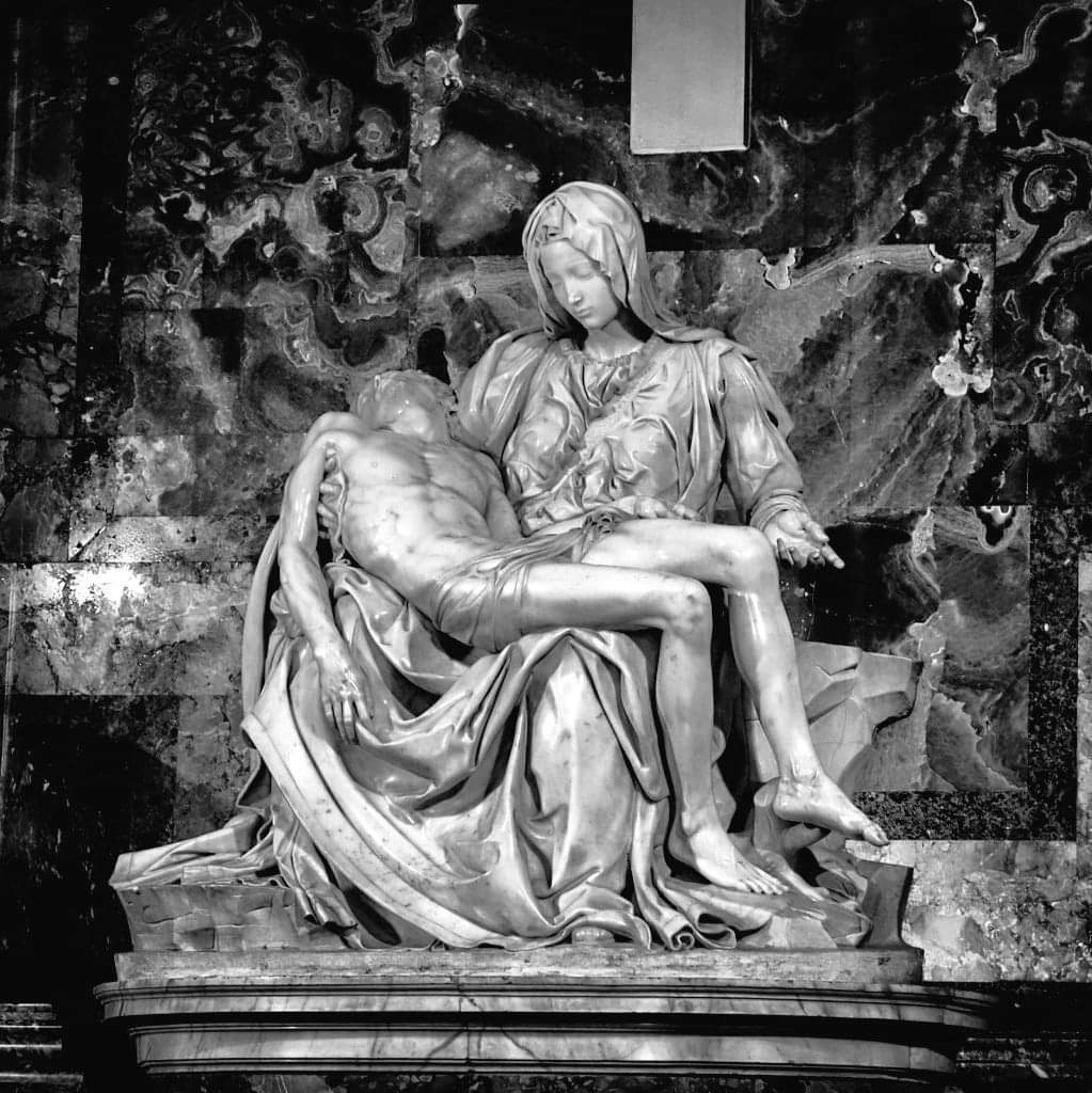'La Pietà' fu ultimata da Michelangelo Buonarroti nel 1499, quando aveva appena 24 anni.

Marmo bianco di Carrara.
Arte universale allo stato puro.
Bellezza commovente.