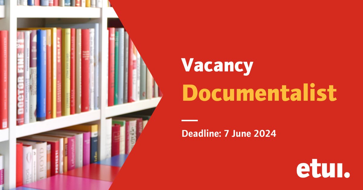 📢 We're hiring! 📚 The ETUI is seeking a full-time documentalist to manage our in-house Documentation Centre and online document database Labourline ☝️ If you think you could be the right fit, take a look at the full job profile here 🔗 etui.org/ZhZ 🗣️ Working