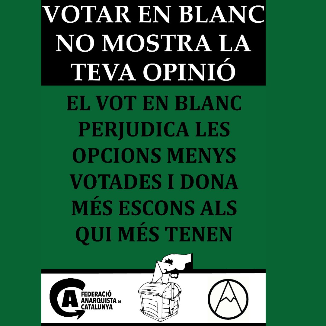 Votar en blanc no mostra disconformitat, recolza el sistema i els partits amb més poder
#contracampanyaFAC  #difonemlaidea