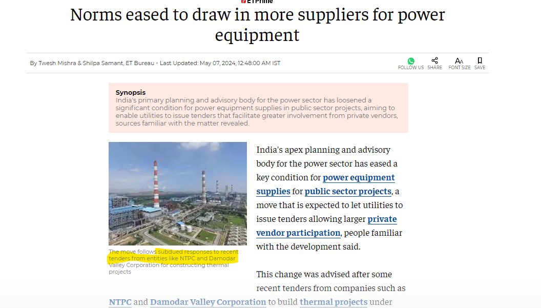Power -Thermal - Super Tight EPC 

Power situation will be super tight in a year or two 

Thermal Power capex will be full swing 

Great Opportunity for Powermech Projects 

#Powermech
