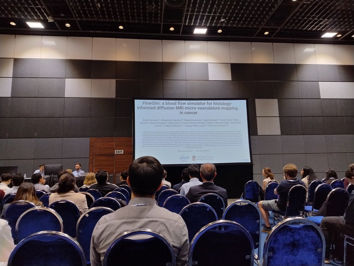 Great presentation at #ismrm 2024 in Singapore by @VHIO @radiomicsVHIO 's Anna Voronova -- her new FlowSim simulator enables the estimation of #microvascular properties in #cancer, and may enable the computation of new biomarkers in tumours. Well done Anna!!