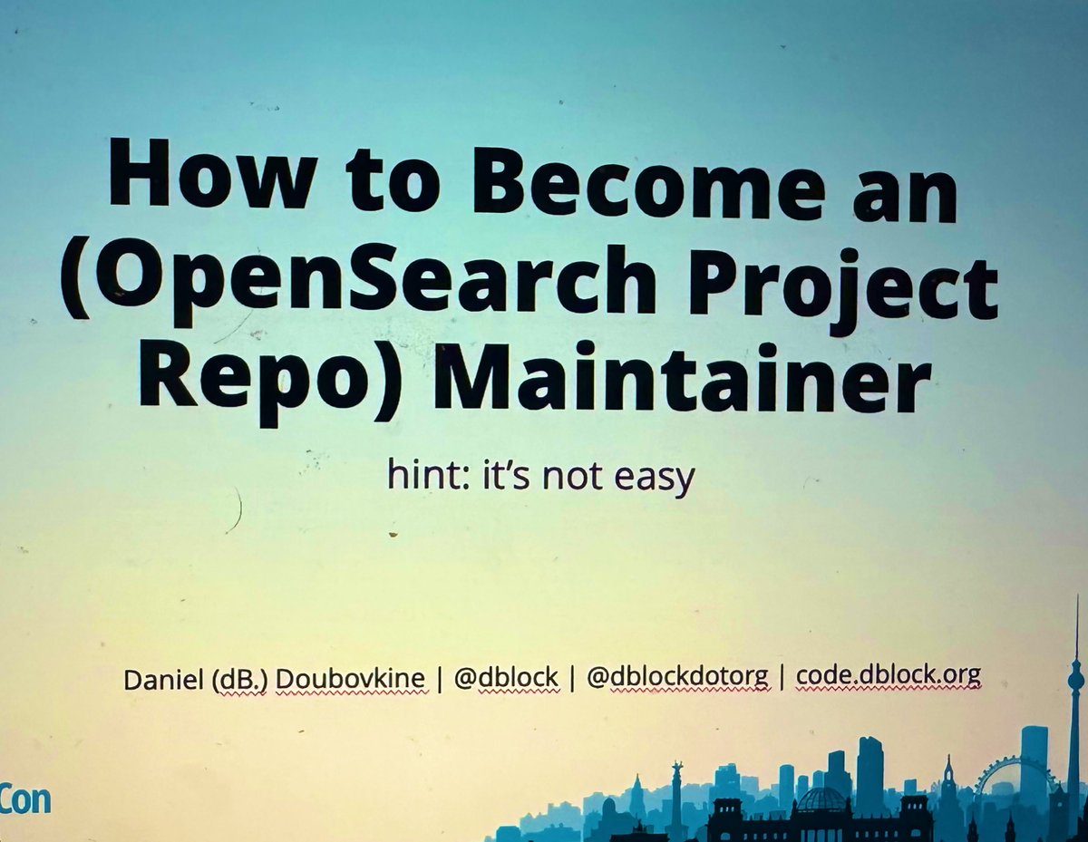 Come hear advice from two dozen @OpenSearchProj contributors today at 11:40 on how to become a maintainer! #opensearchcon
