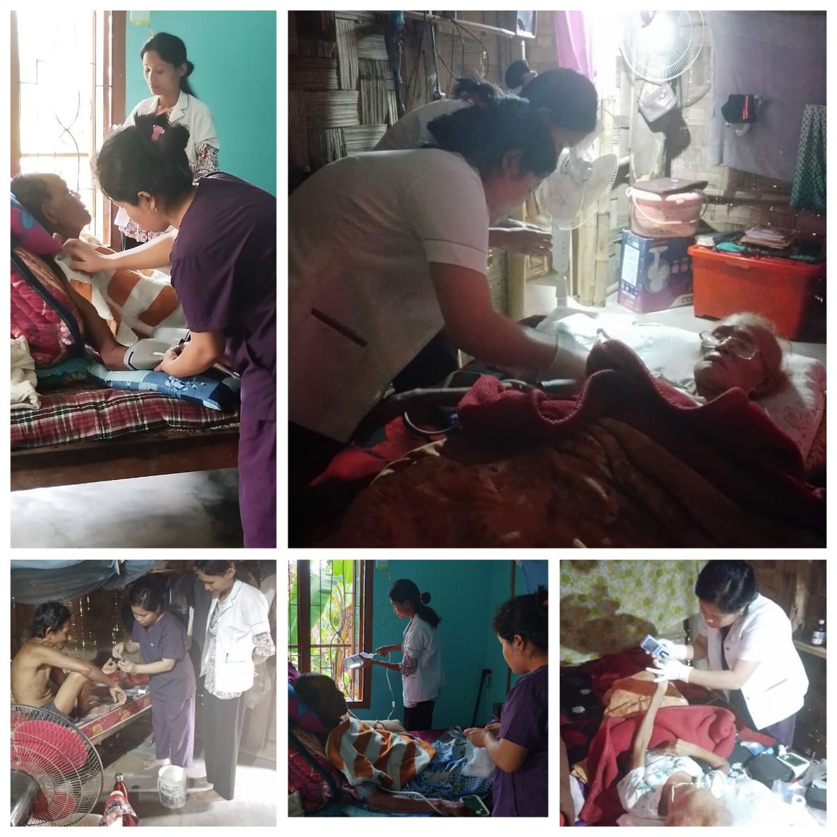 Health providers in Doldegre #WestGaroHills, goes above & beyond, making home visits to attend to patients in need. Among them, a patient with a mouth ulcer is struggling to swallow anything but liquids, while 2 hypertension patients with leg fractures also require special care.
