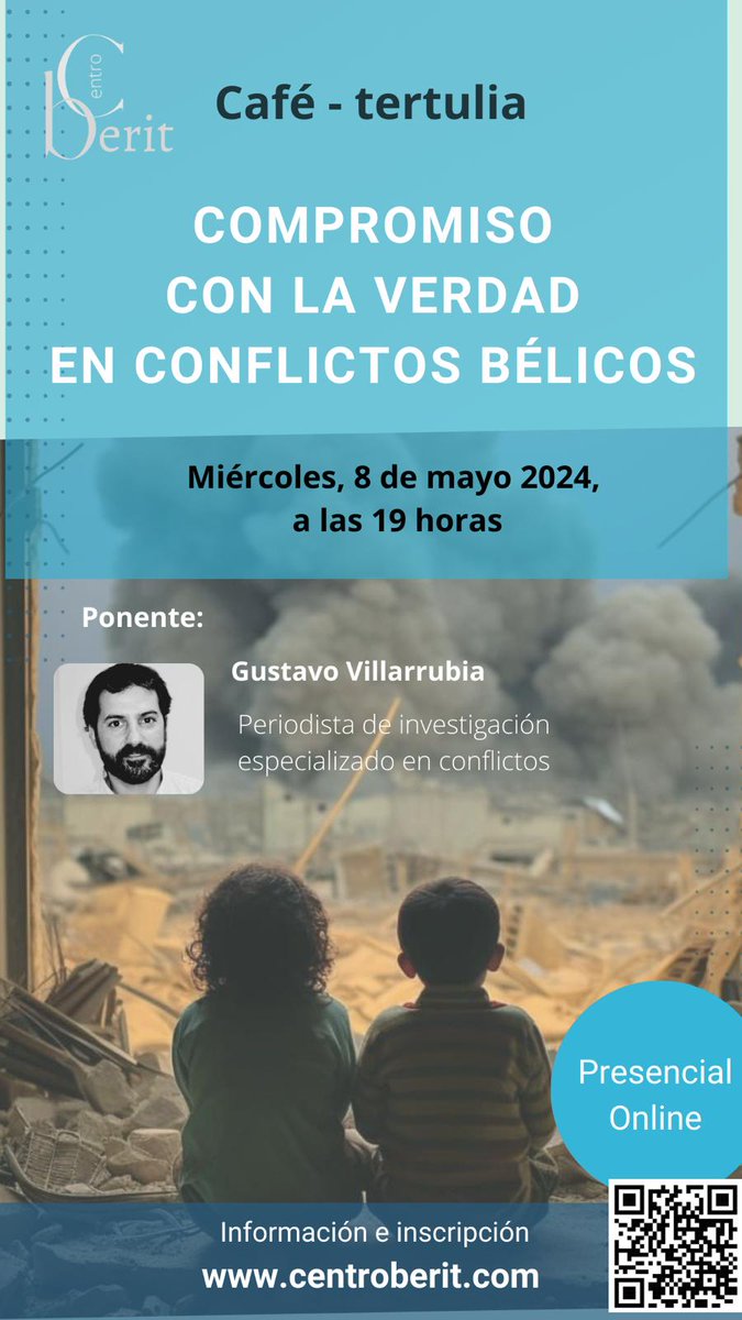 Diócesis de Zaragoza (@archizaragoza) on Twitter photo El <a href="/CentroBerit/">Centro Berit</a> ha organizado un café tertulia con el invitado Gustavo Villarrubia. Gustavo es periodista de investigación especializado en conflictos y abordará el tema "Compromiso con la verdad en conflictos bélicos". Será mañana miércoles 8 de mayo a las 19 h. en su sede. El <a href="/CentroBerit/">Centro Berit</a> ha organizado un café tertulia con el invitado Gustavo Villarrubia. Gustavo es periodista de investigación especializado en conflictos y abordará el tema "Compromiso con la verdad en conflictos bélicos". Será mañana miércoles 8 de mayo a las 19 h. en su sede.