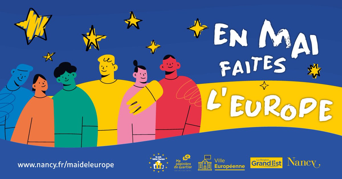 🇪🇺🎉 Du 7 au 26 mai 2024, la Ville de Nancy célèbre l’#Europe en proposant dans tous les quartiers des événements festifs, qui sont autant d’occasions de réaffirmer l’idéal européen, vecteur de paix et de diversité. Infos & programme ➡️ nancy.fr/maideleurope
