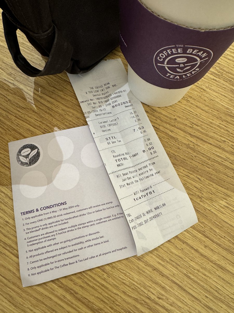 Done redeem one drink dan dapat first stamp already!

Any drinks for RM5.50 but still bole upsize cuma add RM2.50 jer sampai end of month!

Thanks @TheCoffeeBean Malaysia!