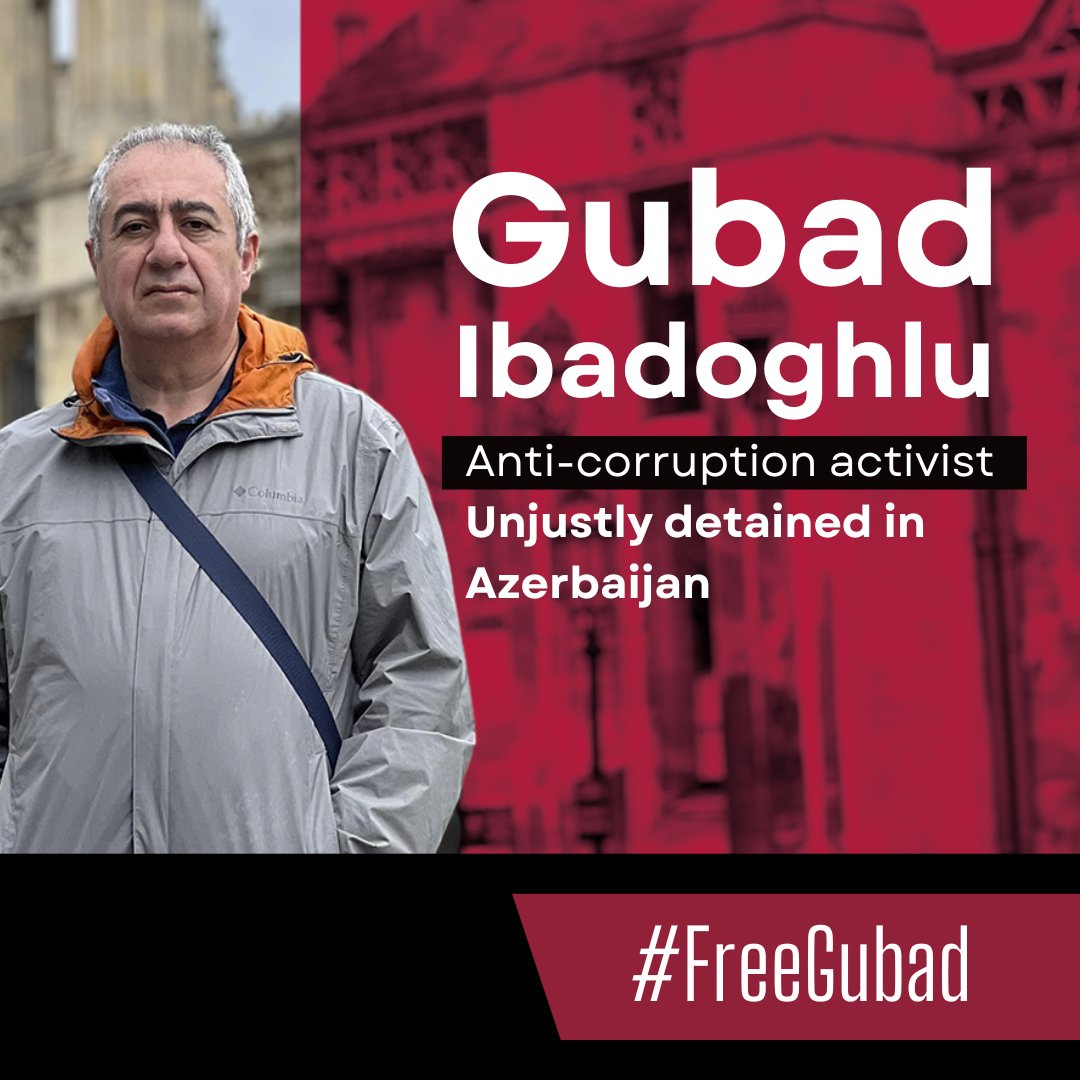 #GubadIbadoghlu is a renowned human rights defender and anti-corruption expert, arbitrarily detained by #Azerbaijan in July 2023. 

He's now under house arrest, but urgently needs international medical attention.

#FreeGubad