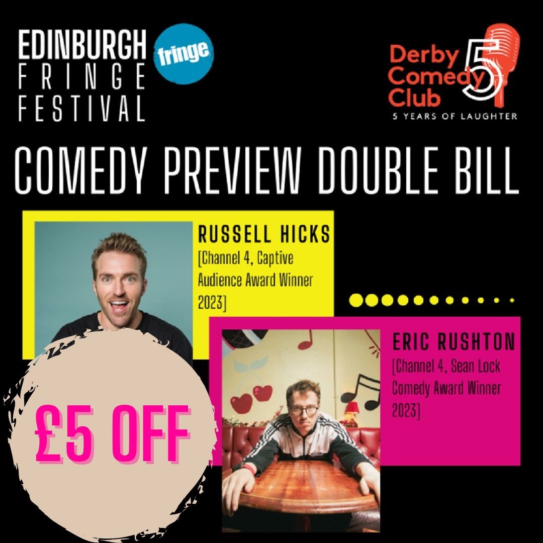 🎭✨Dive into the world of laughter & entertainment @ConferenceDerby ! 📆 26 July Enjoy £5 off your ticket to the Edinburgh Fringe Preview Show for an unforgettable evening of comedy & talent. Enter code VISITDERBY5 at checkout here⬇️ shorturl.at/hxGHK #DerbyUK #Offer