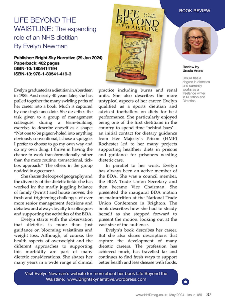 Review of “life beyond the waistline “ in the latest digital ⁦@NHDmagazine⁩ 😀 Add your views and comments to the others on Amazon and social media. Looking forward to connecting more in #DW2024 ⁦⁦@Ahpscot⁩ ⁦@CarolineBoveyRD⁩ ⁦⁦@RGUAlumni⁩