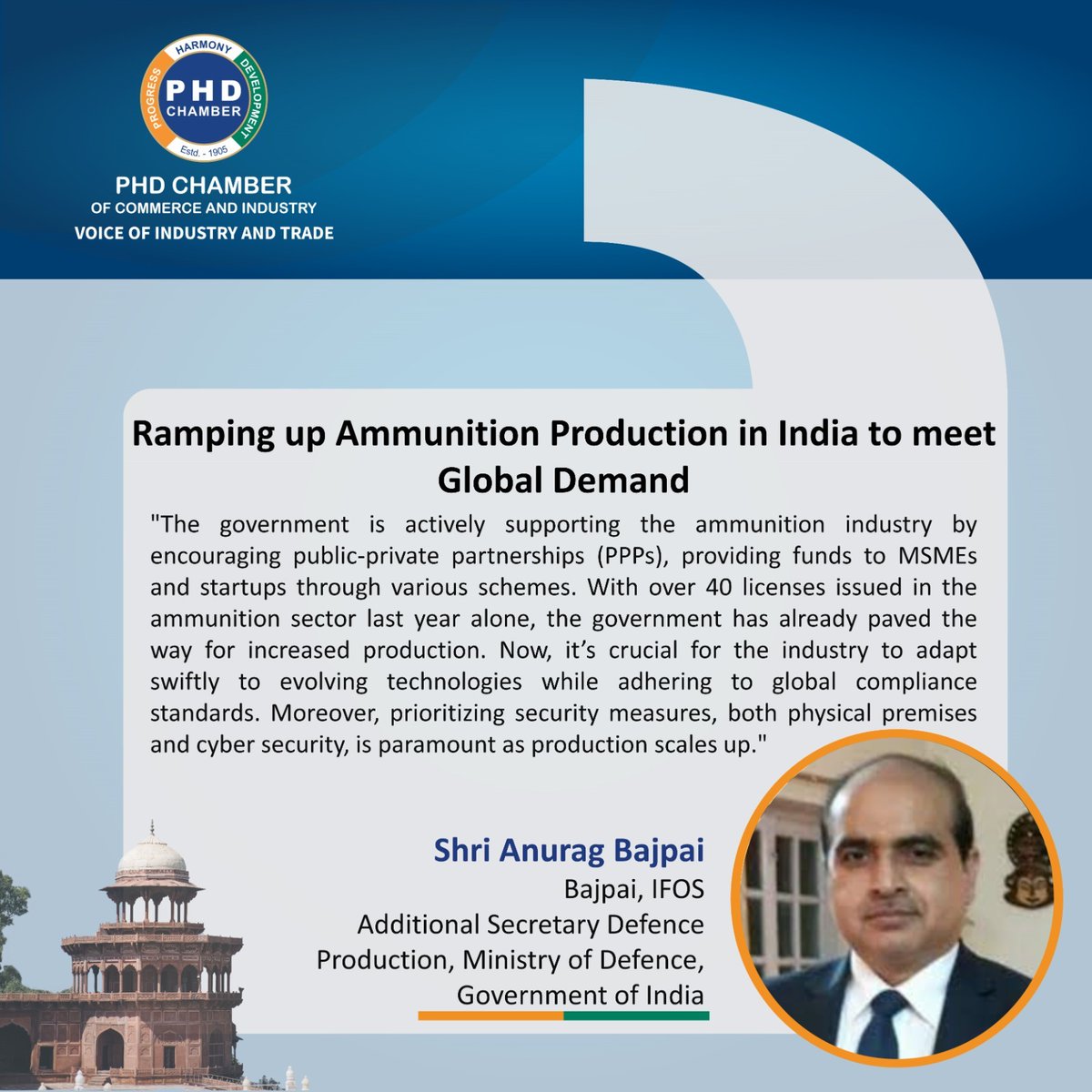 Ramping up Ammunition Production in India to meet Global Demand: Dive into the wisdom shared by our esteemed speakers during our recent event on ammunition production.
#phdcci #AmmunitionProduction #GlobalDemand #Innovation #Technology #DefenseIndustry #StrategicPartnerships