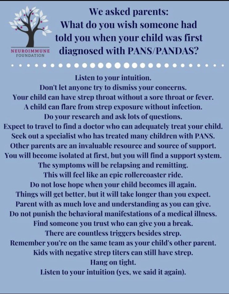 Listen to your intuition, don’t let anyone dismiss your concerns.. thank you @1goodtern for highlighting the importance of recognising the symptoms #Pans #Pandas