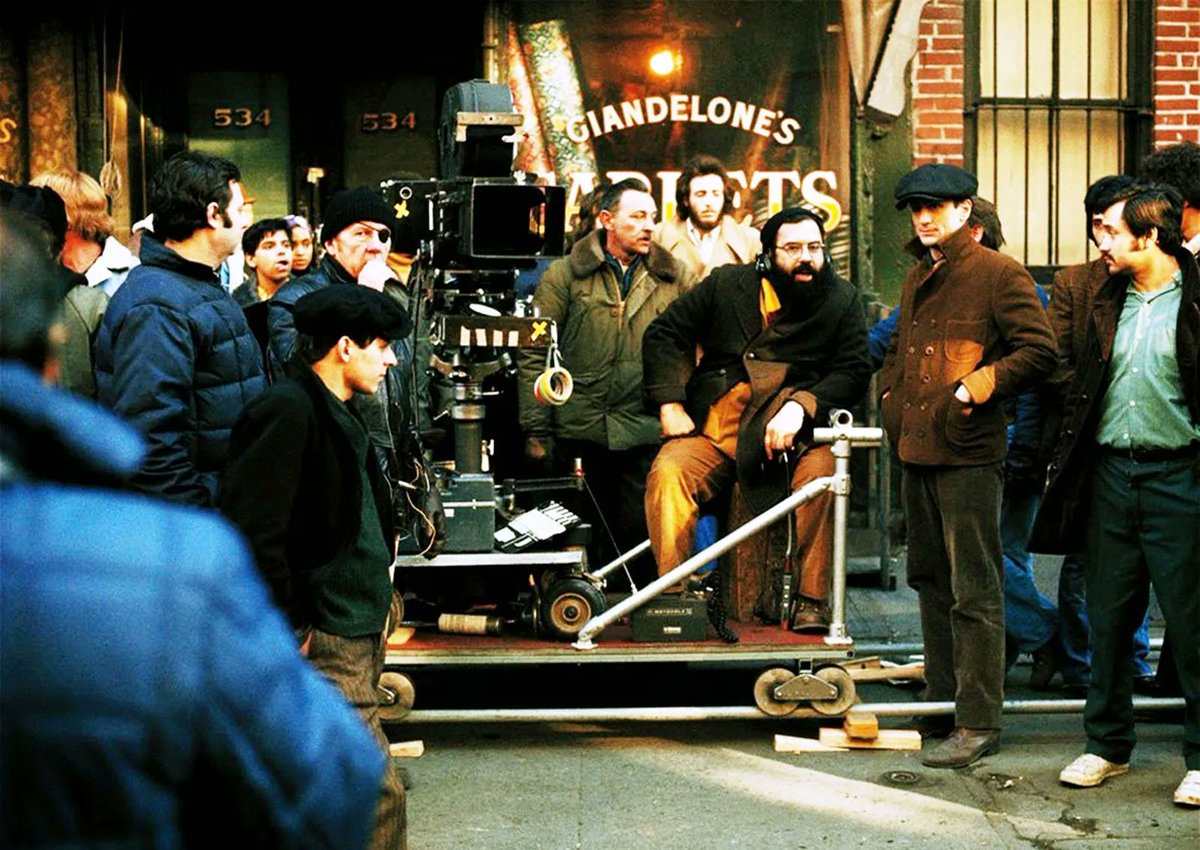 Coppola and De Niro filming THE GODFATHER PART 2 (1974).