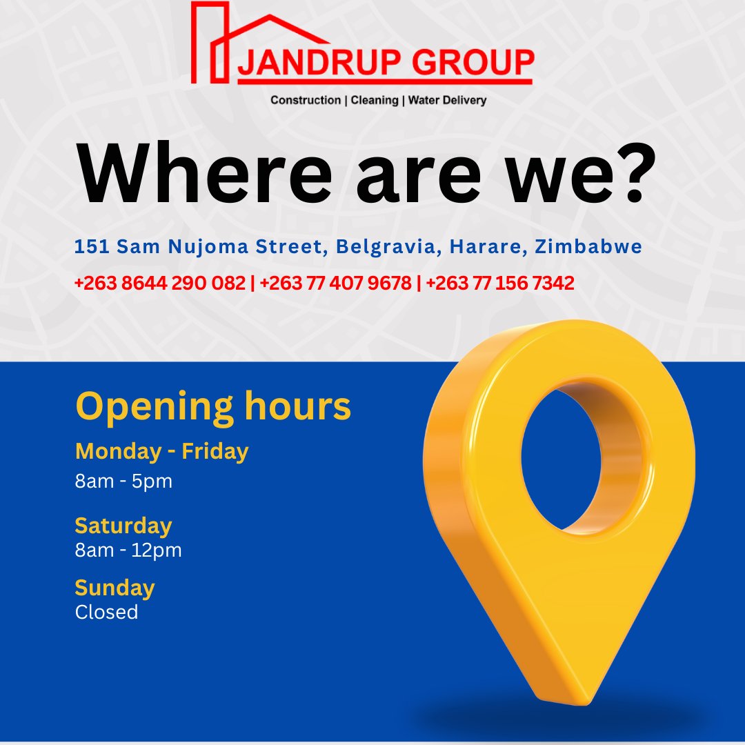 We are conveniently situated at 151 Sam Nujoma Street, Belgravia, Harare. Come visit us and experience our exceptional service firsthand. Get ready for an unforgettable experience!

#MustVisit #OurLocation #Harare #Belgravia #SamNujoma