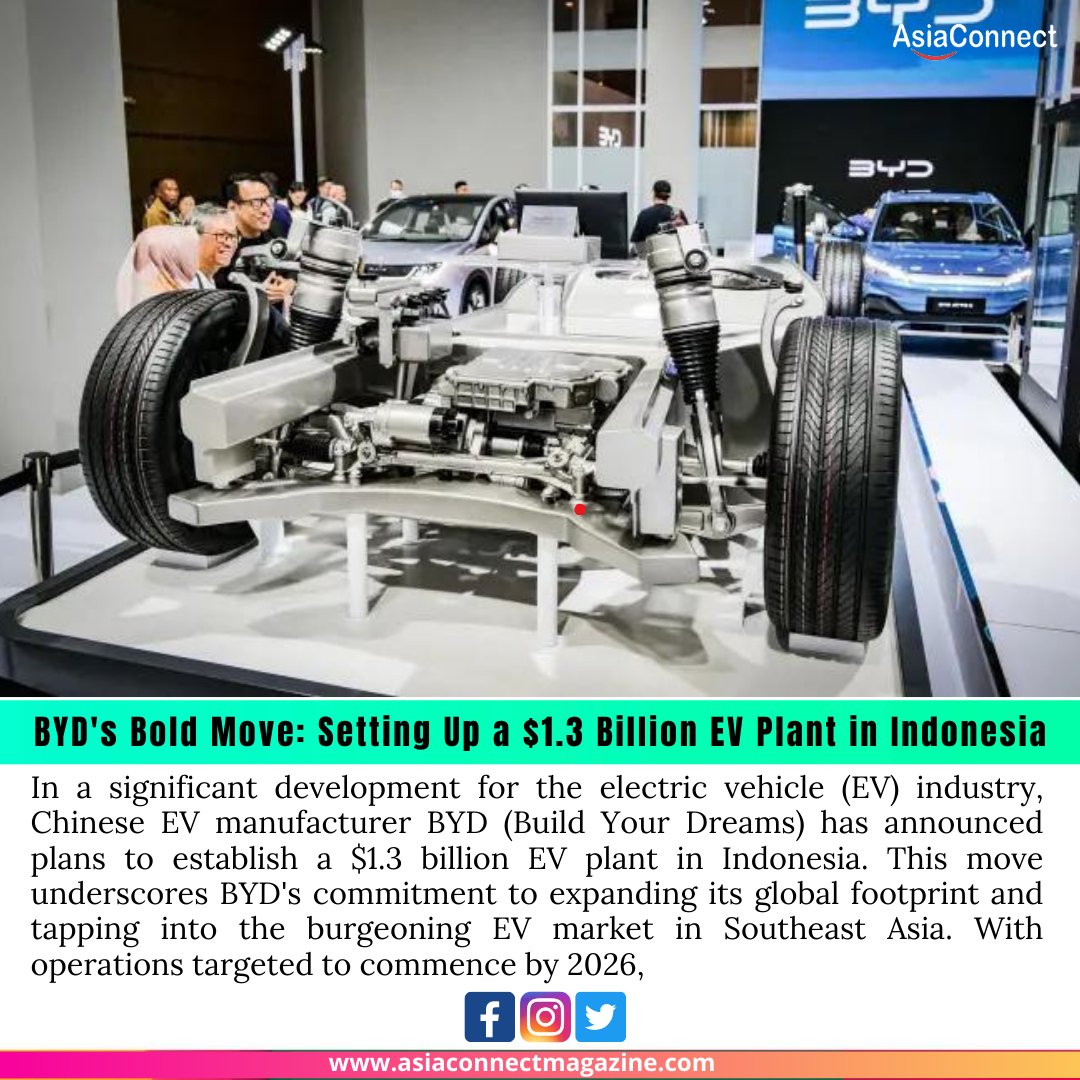 BYD's Bold Move: Setting Up a $1.3 Billion EV Plant in Indonesia

Read More :- asiaconnectmagazine.com/byds-bold-move…

#BYDIndonesia #ElectricVehicleExpansion #GreenMobility #SustainableTransportation #IndonesiaManufacturing #EVIndustryGrowth #BYDInvestment