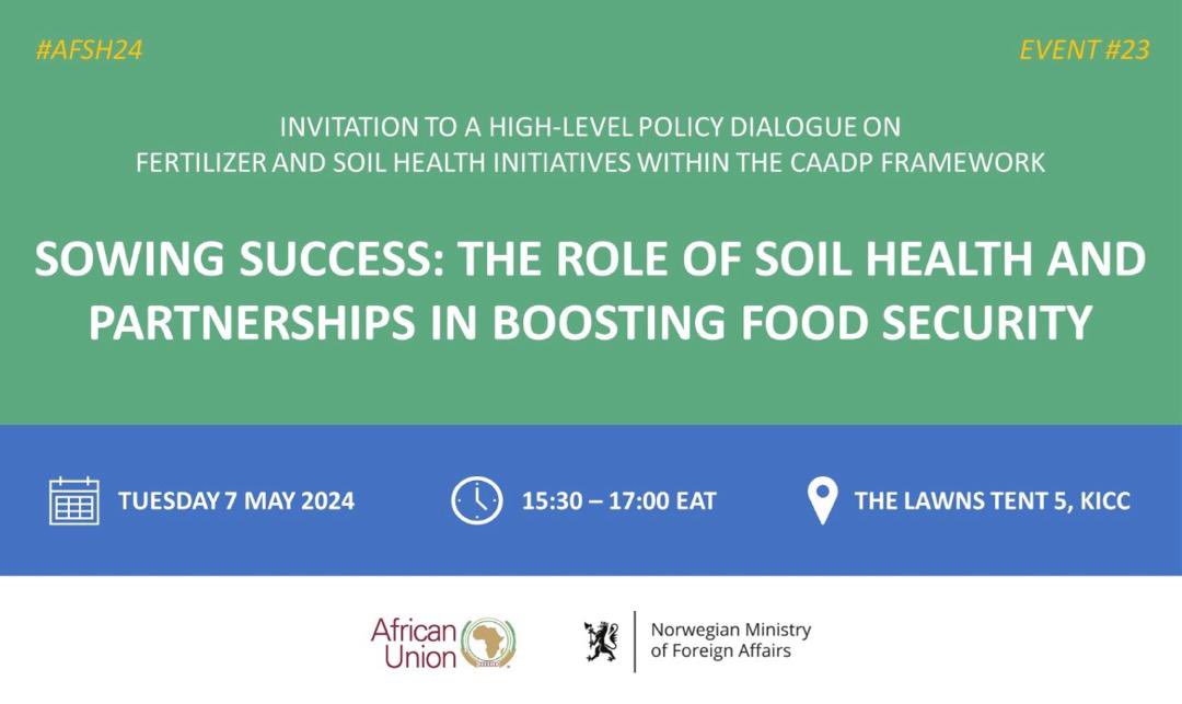Looking forward to our joint AUC-Norway side event on the role of soil health and partnerships in boosting food security at the #AFSH24 Summit in Nairobi 15:30 EAT today. Hope to see you there! #CAADP #ListenToTheLand