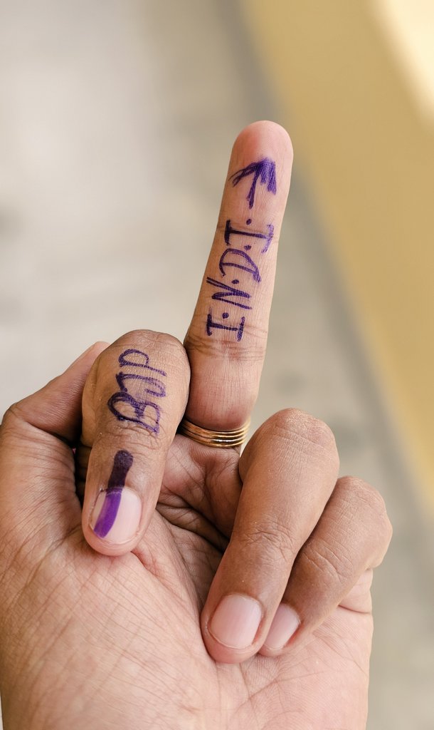 My vote for @BJP4India while the middle finger is for the dotted alliance...

#AbkiBaar400Paar