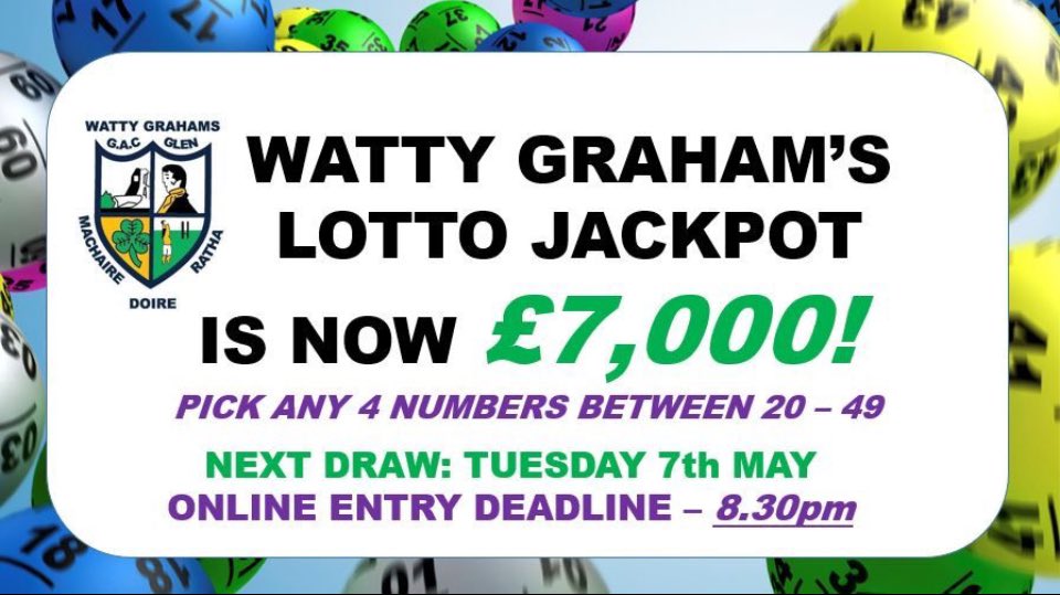 Tonight's lotto jackpot is £7,000! Play online at bit.ly/3stE70n Deadline is 8.30pm. Minimum play is £5. Good luck!