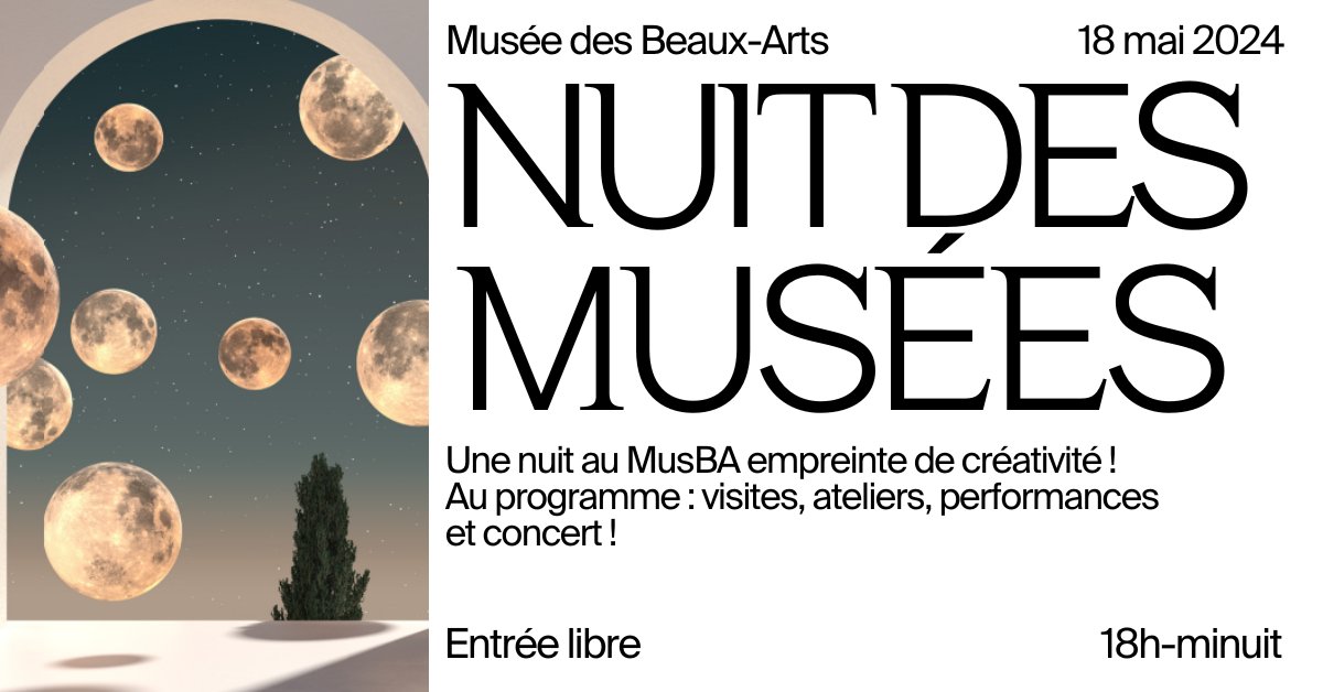 🌙⁠ ⁠ [Nocturne] Participez à la 20e édition de la @nuitdesmusees empreinte de créativité et d’imagination !
📍 Au musée et à la Galerie des Beaux-Arts 
<a href="/NuitdesMusees/">NuitdesMusées</a> <a href="/BDX_Culture/">Bordeaux culture</a>