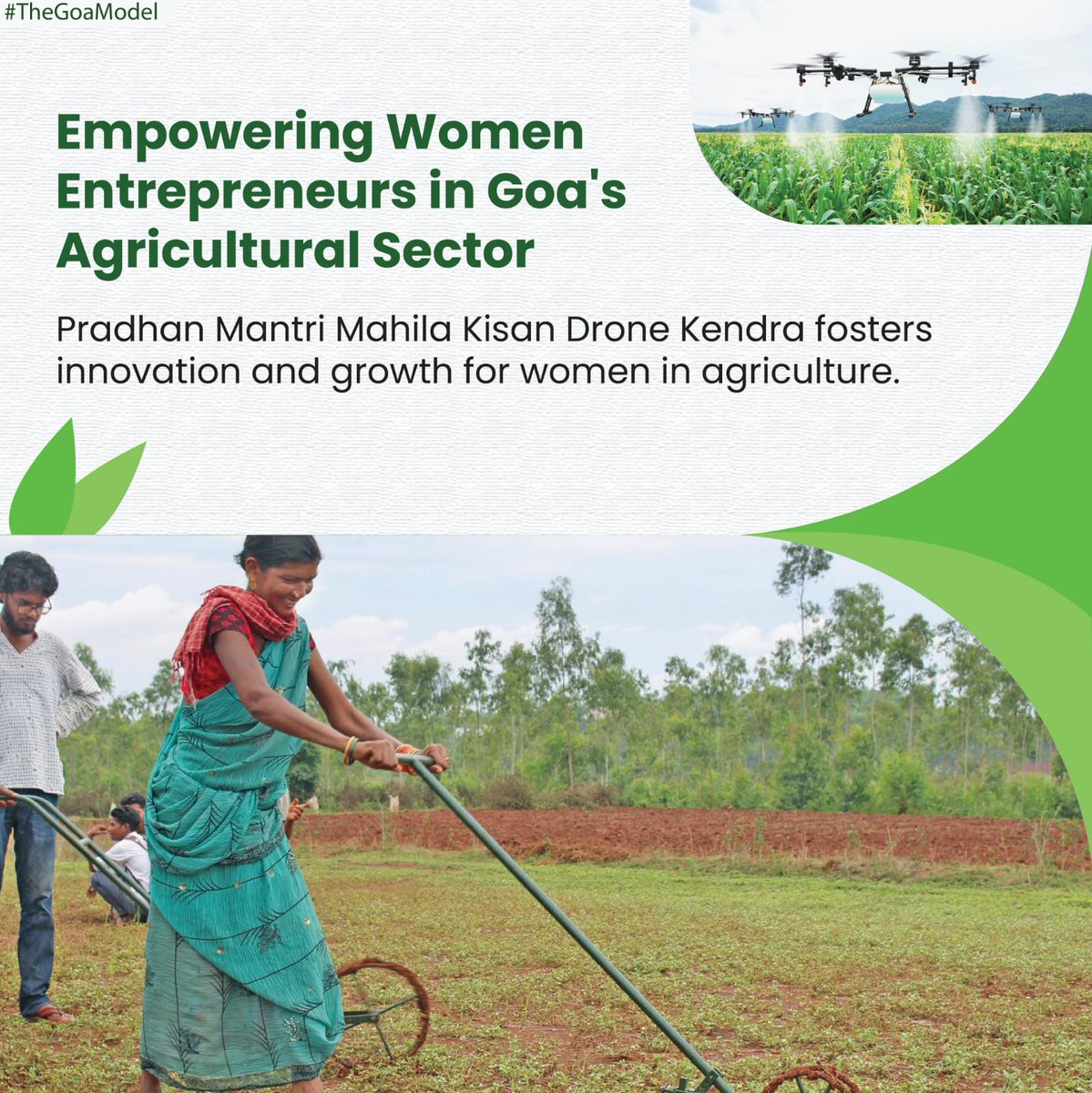 Goa's commitment to women's financial independence shines with initiatives like the Pradhan Mantri Mahila Kisan Drone Kendra, empowering women entrepreneurs in agriculture. #WomenEntrepreneurs #DroneDidi
#TheGoaModel
#GoaEmpowerment #WomenEmpowerment #FinancialIndependence