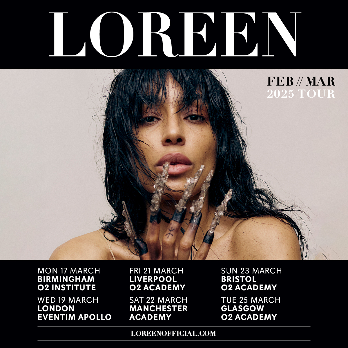 With over two billion streams and being the only woman to have won the Eurovision Song Contest twice, @LOREEN_TALHAOUI heads out on a huge tour, coming here Tue 25 Mar. 🎤 Get 48-hour early access Priority Tickets from 9am Wed 8 May 👉 amg-venues.com/c3gi50Ryc5I #O2Priority