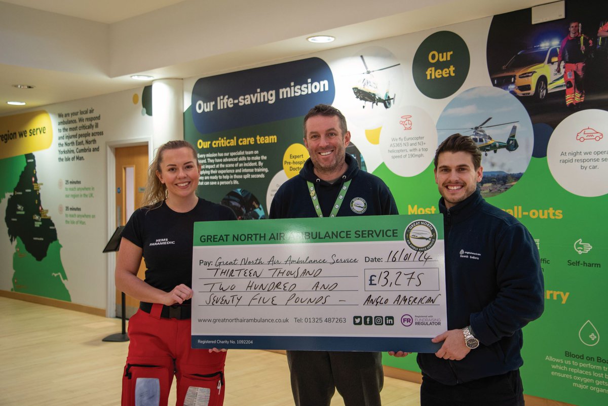 We were honoured to be chosen as one of three charities to receive just over £13,000 from @AngloAmericanUK's Great Days Programme. greatnorthairambulance.co.uk/our-work/news/…