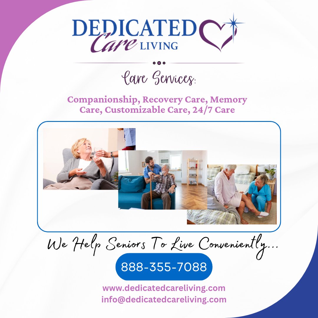 We prioritize understanding and honoring each senior's unique needs, because we want them to live conveniently!

Visit dedicatedcareliving.com for more info. 

#Customizablecare #Seniorcare #seniorliving #recoverycare #socialmedia #DedicatedCareLiving #InHomeCare
