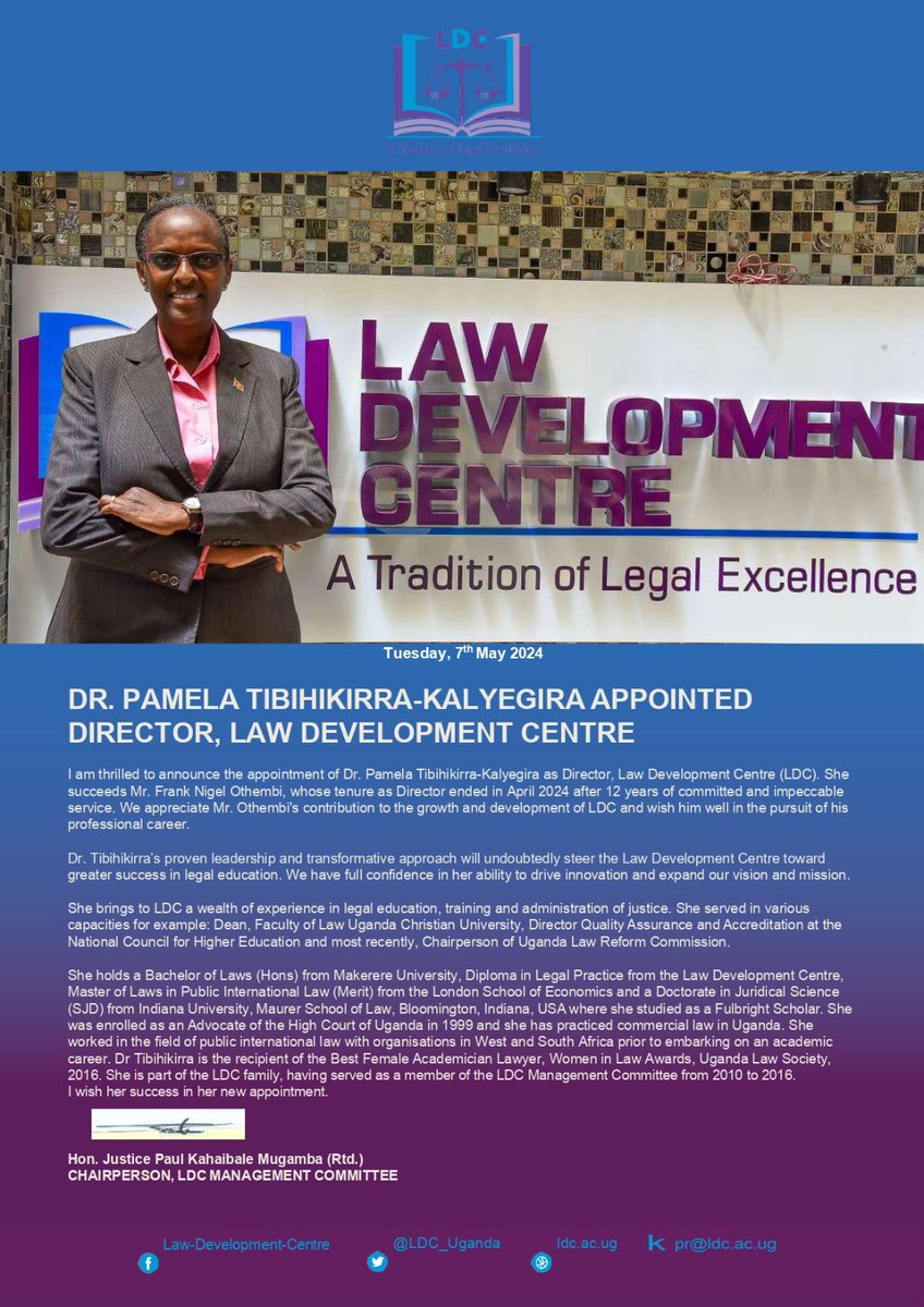 About our newly appointed @DirectorLDC Dr. Pamela Tibihikirra-Kalyegira as newest addition to the LDC family! 🌟 #LDCUgCT