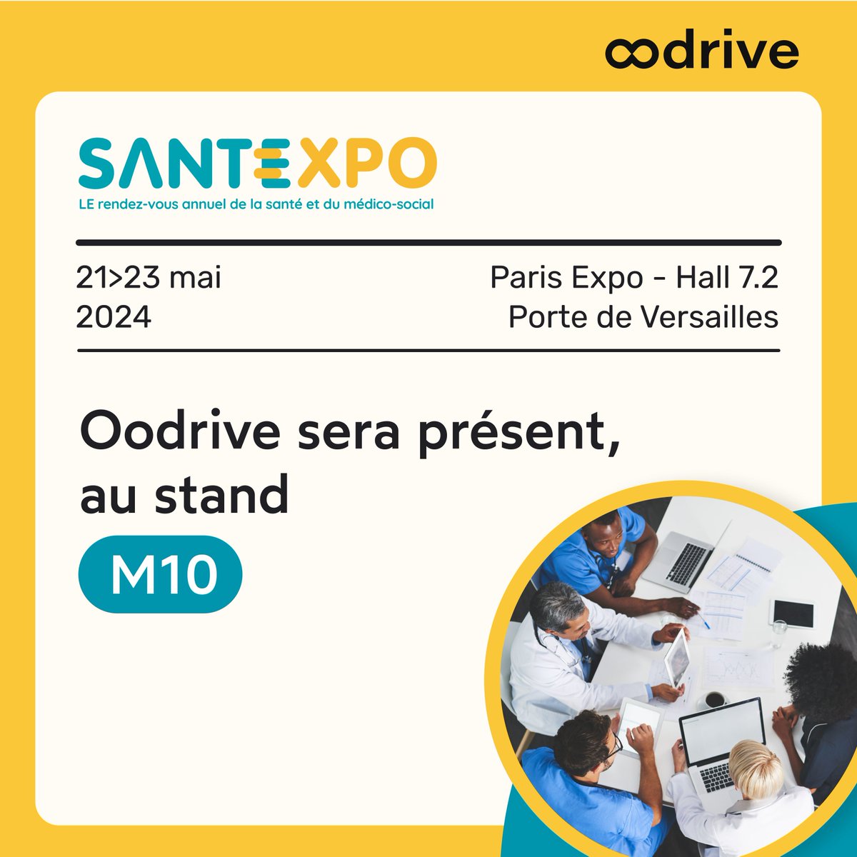 📢 Rejoignez-nous au salon <a href="/parisSANTEXPO/">SantExpo</a> du 21 au 23 mai à Porte de Versailles - Paris Expo - Hall 7.2. 

Nous serons sur le Pavillon <a href="/Hexatrust/">HEXATRUST</a>, stand M10, où vous pourrez rencontrer nos experts 👥

A très vite !

#ConfianceNumérique #Innovation #Event #SantExpo #Oodrive