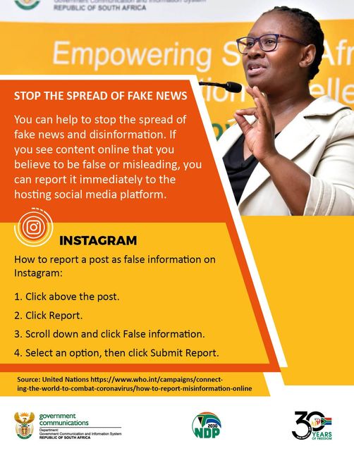Fake news and rumors increase online because few verify what's real. This is how you can also play a part to stopping fake news on Instagram #ElectionsSafety #SAelections24