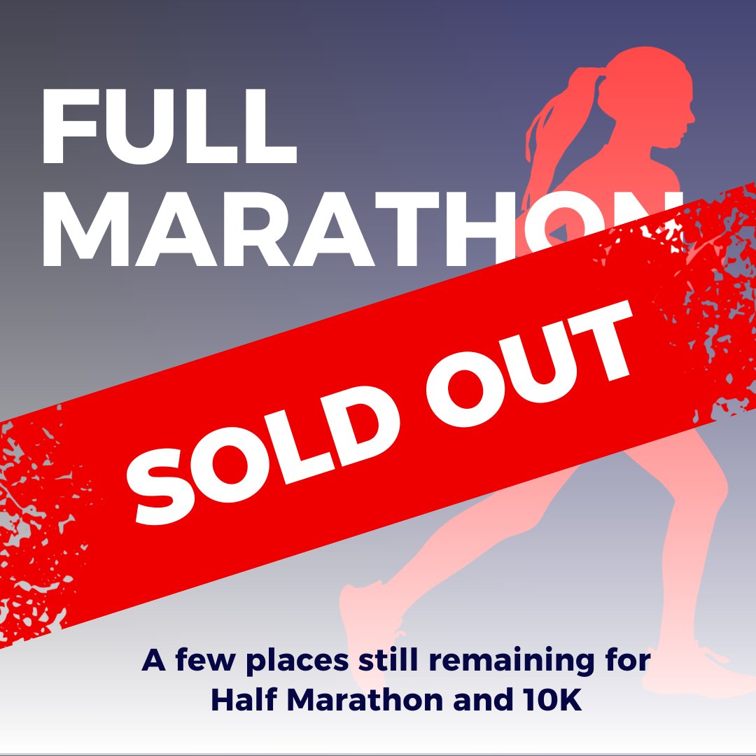 Full Marathon completely SOLD OUT! Ticket transfer is now extended to May 10th. Change in race distance (down only) available until May 20th. Please note: half marathon will also reach capacity shortly with remaining tickets selling quickly and 10K now at 75% capacity also!