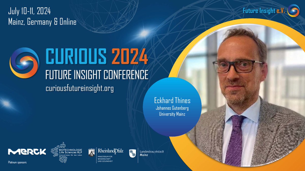 We are happy to introduce Eckhard Thines as a keynote speaker for the #curious2024.
Come and watch his keynote - Natural products as lead structures for therapeutics – Is there anything left to be discovered?
Get your ticket here:  curiousfutureinsight.org/tickets/