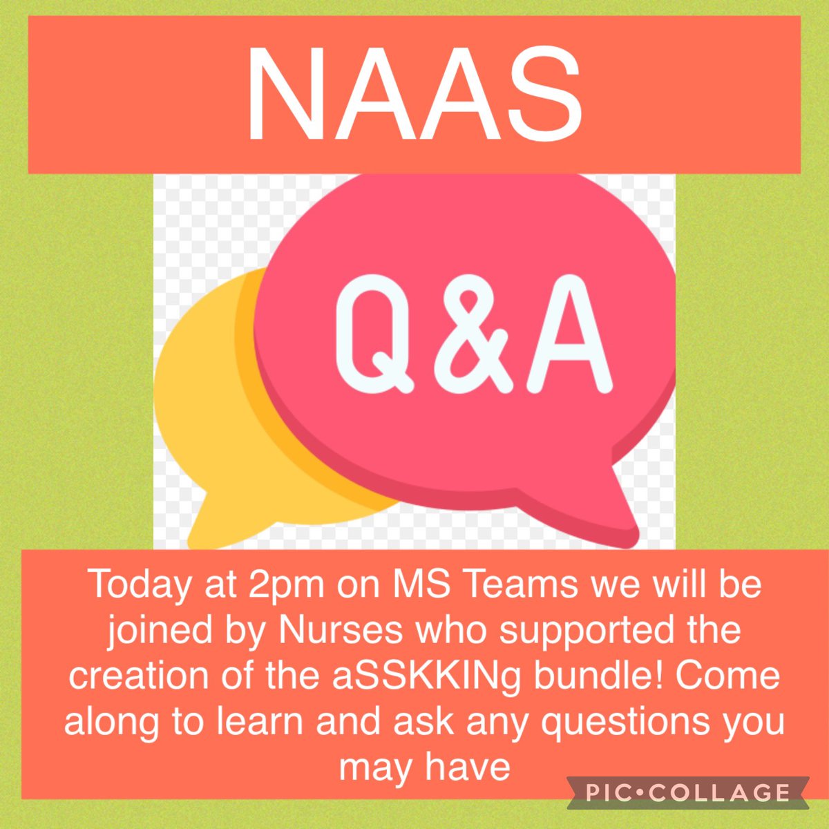 ⭐️TODAY AT 2PM IS THIS MONTHS NAAS Q&amp;A ⭐️ 
Join us on MS teams at 2pm, if you require the invite please email NAAS@nca.nhs.uk 
<a href="/JaneGarforth1/">Jane Garforth</a> <a href="/hcarterrje/">helen carter</a> <a href="/jacqui_burrow/">Jacqui Burrow</a> <a href="/NCAlliance_NHS/">Northern Care Alliance NHS Foundation Trust (NCA)</a>